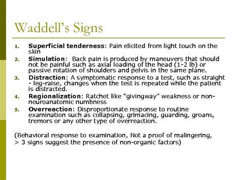 waddell's sign physiopedia